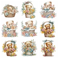 20CM Cartoon Bear Animal Patch Flower Bear Naklejki termotransferowe Paski na odzież T-shirt dziecięcy Naszywki na ubrania