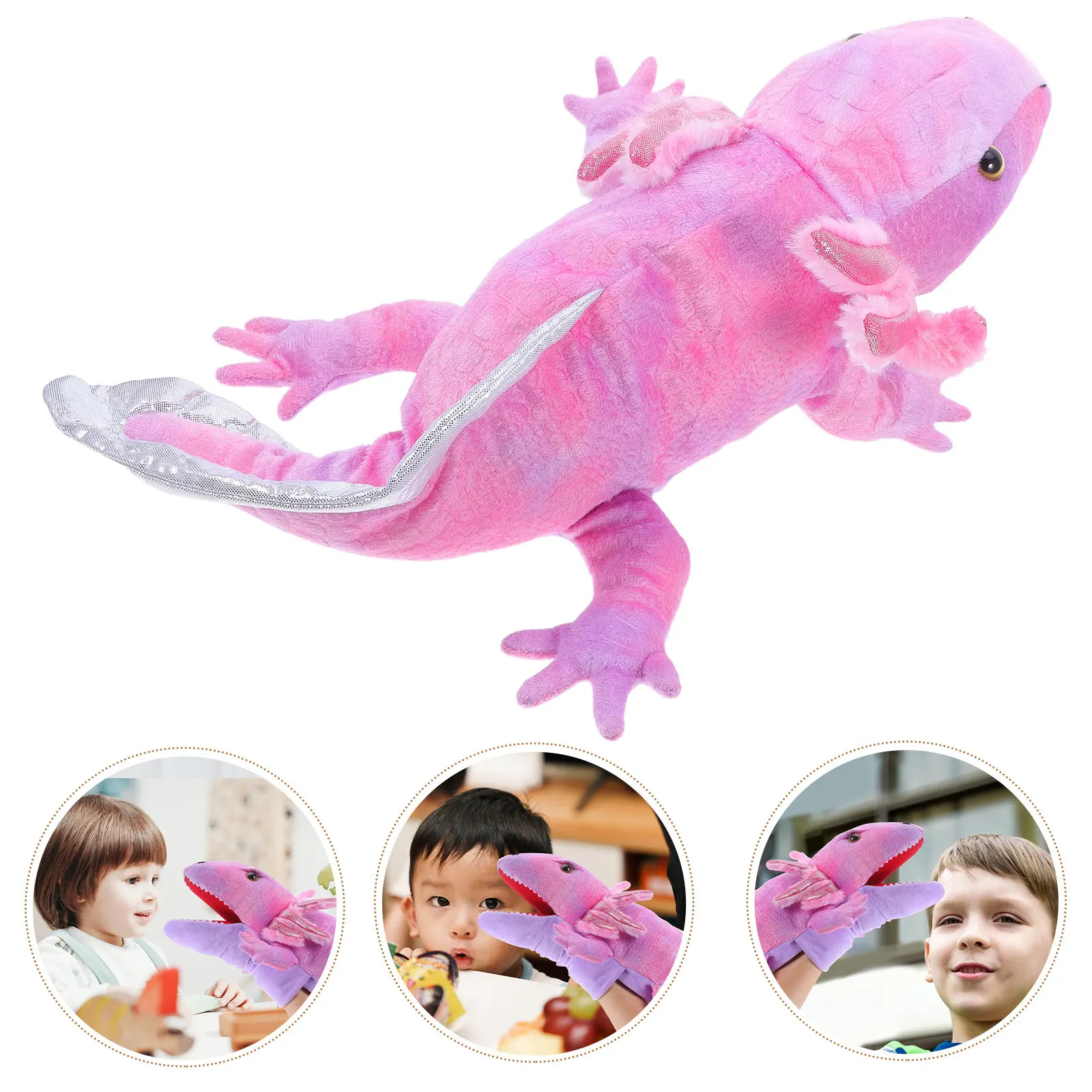 Axolotl Hand Puppet for Children 4-8 Years Easy Grip Size Bright Detailed Design Interactive Mouth Storytime Bonding Role Play