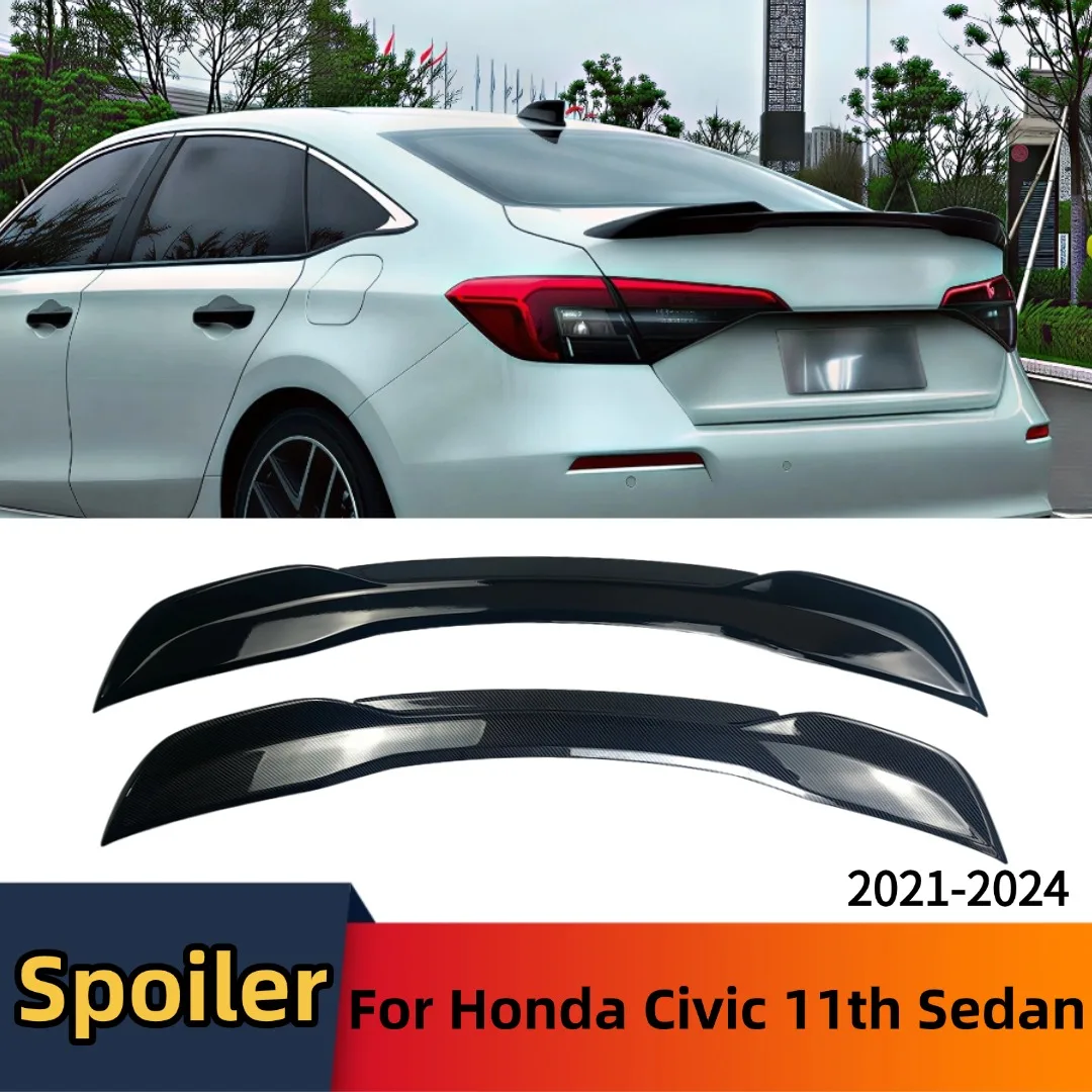 

Задний спортивный спойлер на багажник для Honda Civic 11-го поколения (седан) 2021-2024, дефлектор, глянцевый черный, тюнинг-аксессуары