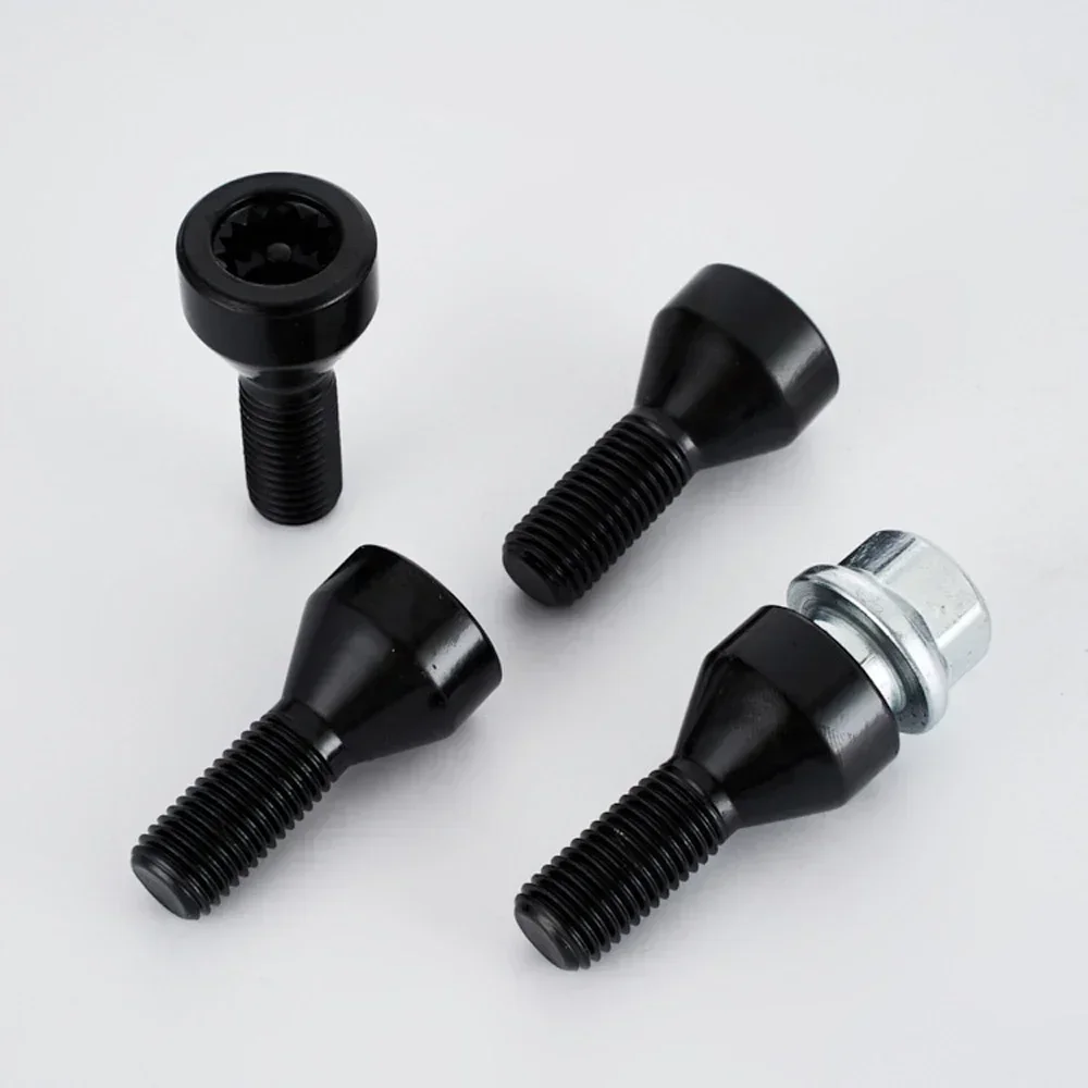 4Pcs/Set x 1.25 Black Wheel Locking Lug Bolts Nuts + Key 36136776076 For BMW X3 E70 E71 F20 F25 X6