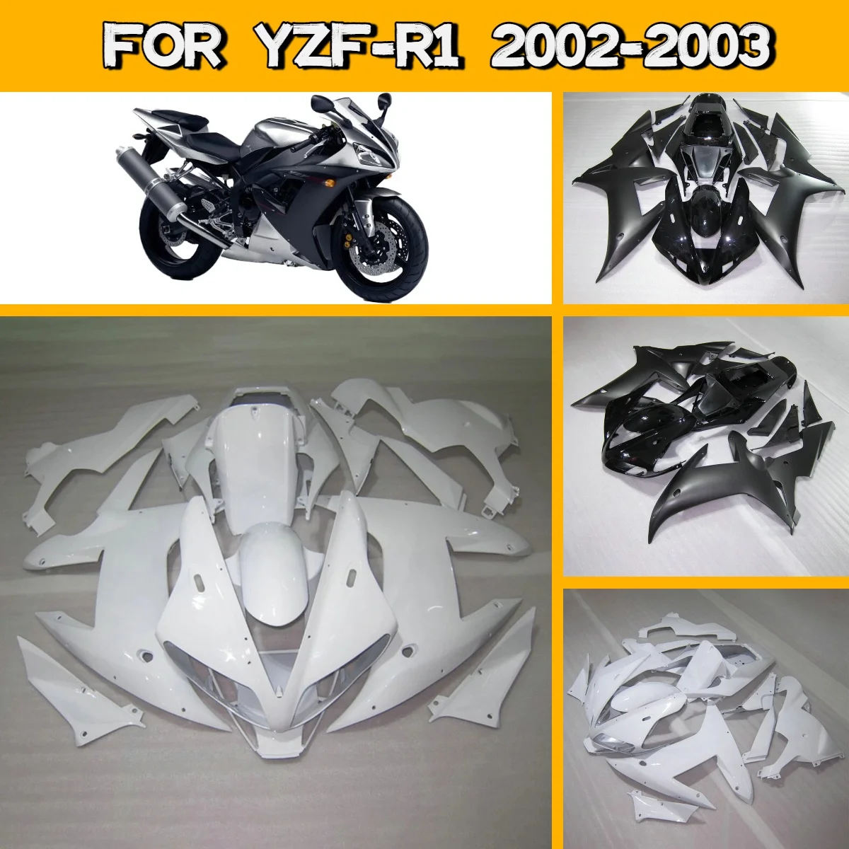 

For 2002 2003 Yamaha YZFR1 Injection Molded Motorcycle Fairings Panel Kit 02 03 YZF R1 New Style Fairing Set