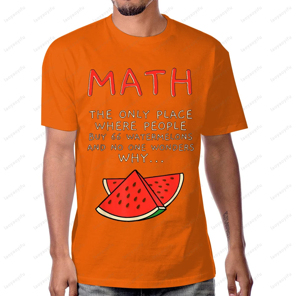 الرياضيات والبطيخ الرياضيات حساب أرقام تي شيرت عادية موضة الشارع الشهير الصيف قصيرة الأكمام Harajuku رجل التي شيرت