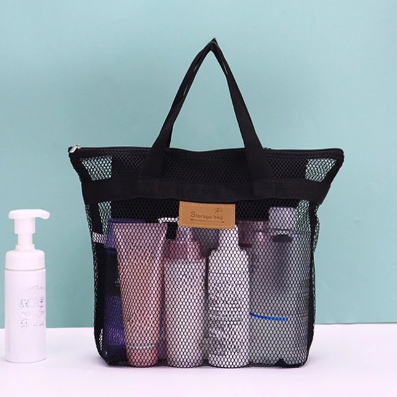 

Mesh Makeup Toiletry Storage Bags Handbags Portable Travel Beach Washing Shower Tools Organizer Tote Cosmetic Organizer Pouch
