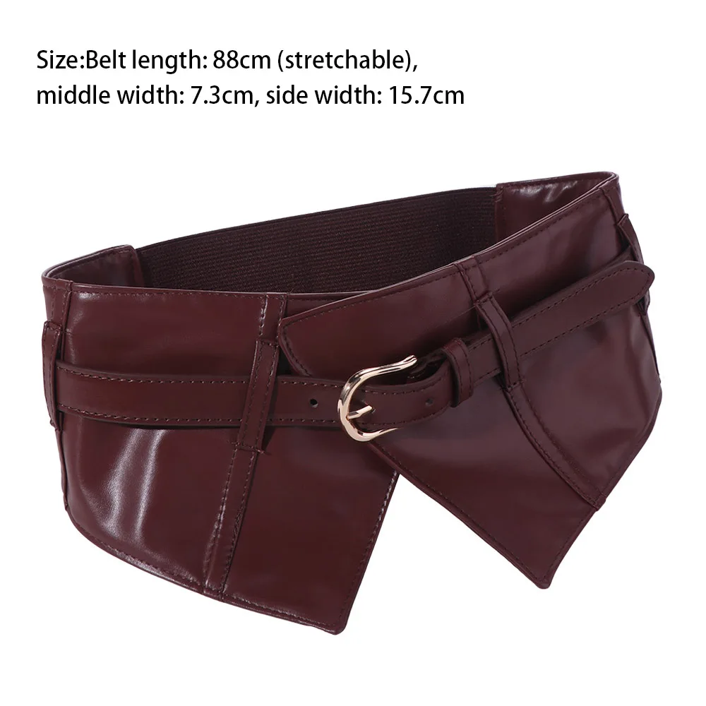 Gothic Adjustable Elastic Cummerbunds Solid Color PU Leather Wide Belt Slimming Waistband Waist Corset Dress