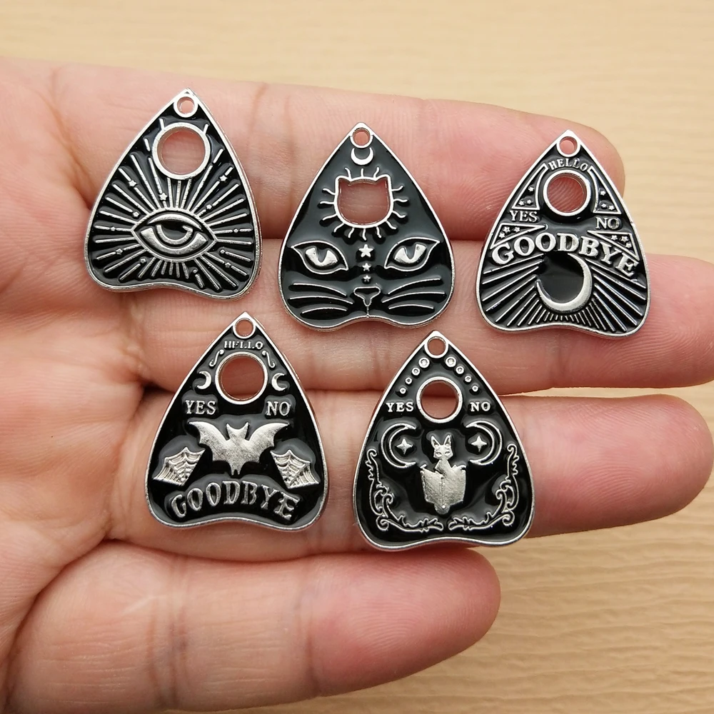 10pcs Eye Moon Cat Bat Charm for Jewelry Making Enamel Necklace Pendant Bracelet Earring Accessories Alloy Metal White Plated