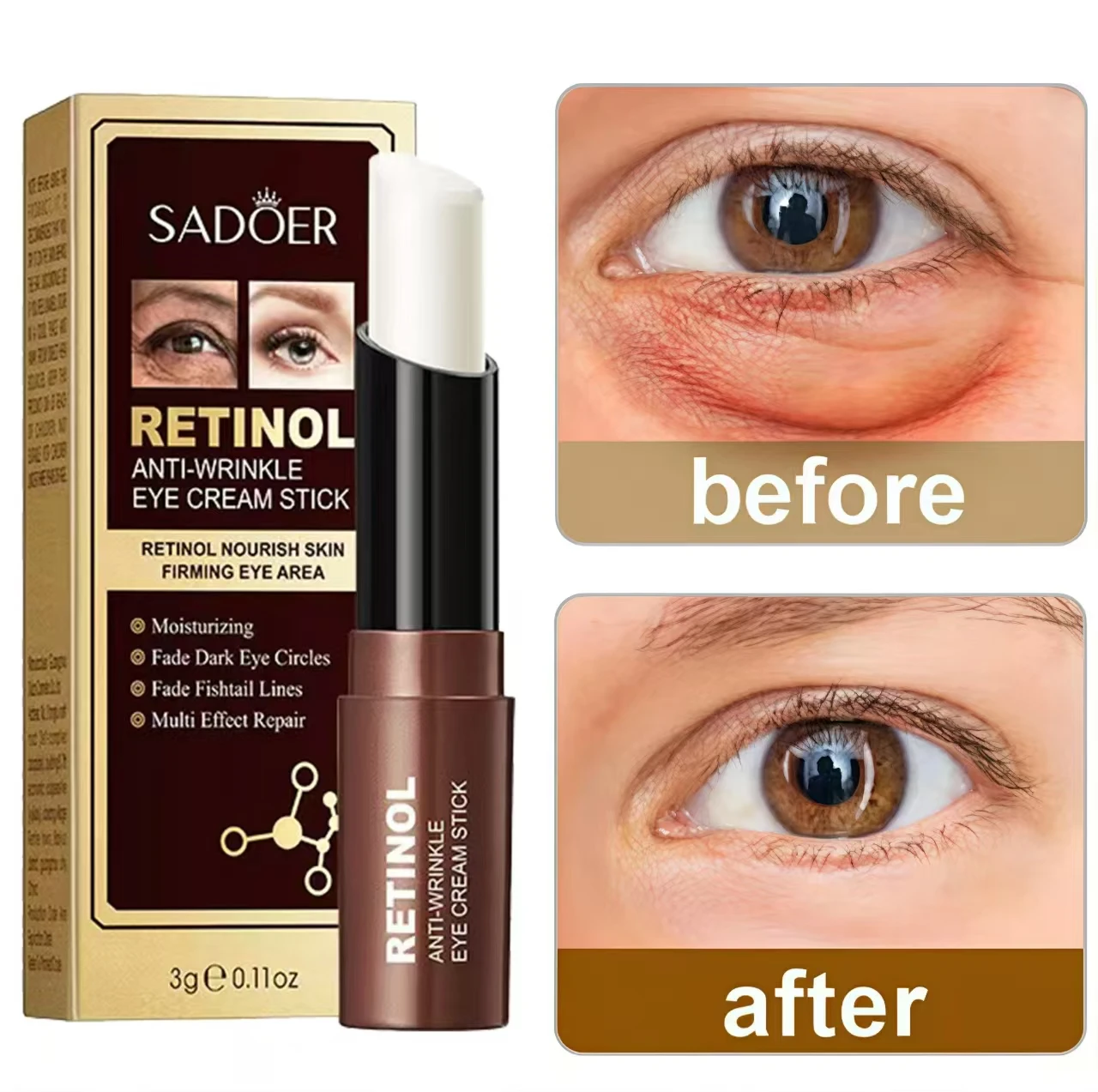 

Retinol Eye Cream Removing Dark Circles Wrinkle Lightening Fine Lines Moisturizing Whitening Skin Care Remove Eye Bag Products