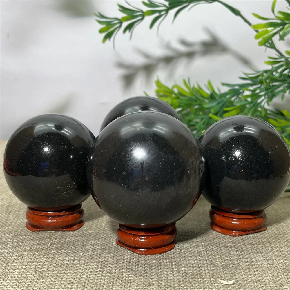 

Crystal Natural Black Tourmaline Sphere Ball Stone Quartz Home Decoration Gemstone Feather Hecatolite Mineral Samples+Stand