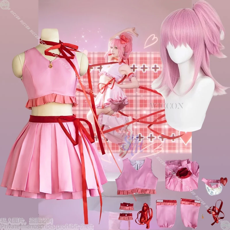 

Hinamori Ame Amulet Heart Henshin Cosplay Kawaii Y2K Jirai Kei Girls Short Top Dress Pink Lolita Halloween