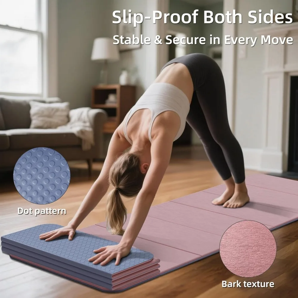 سجادة يوجا سميكة قابلة للطي - مادة POE عديمة الرائحة، خفيفة الوزن، غير قابلة للانزلاق، سهلة التنظيف، مناسبة للسفر #3