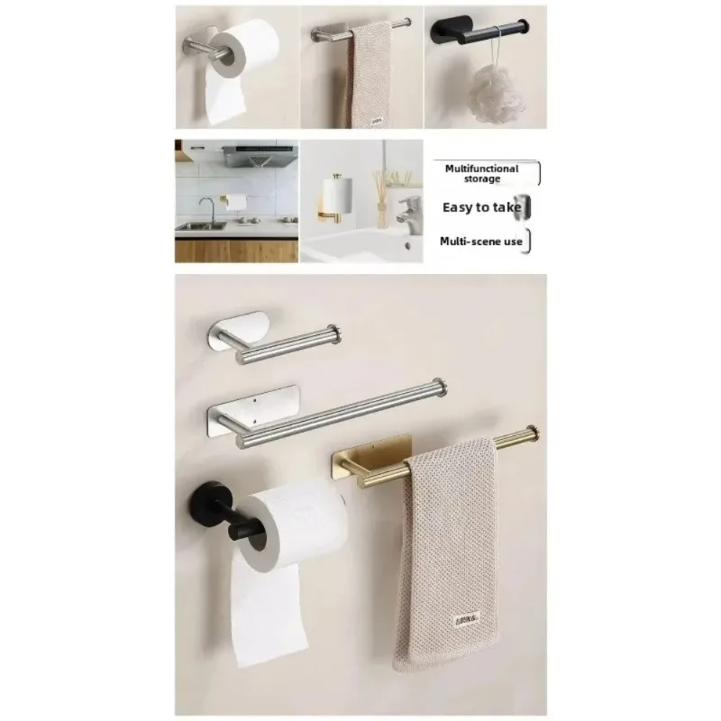 No-Drill Extended Storage Shelf - Stainless Steel Self-Adhesive Paper Towel Holder for Kitchen Napkin Bathroom Roll Organizer