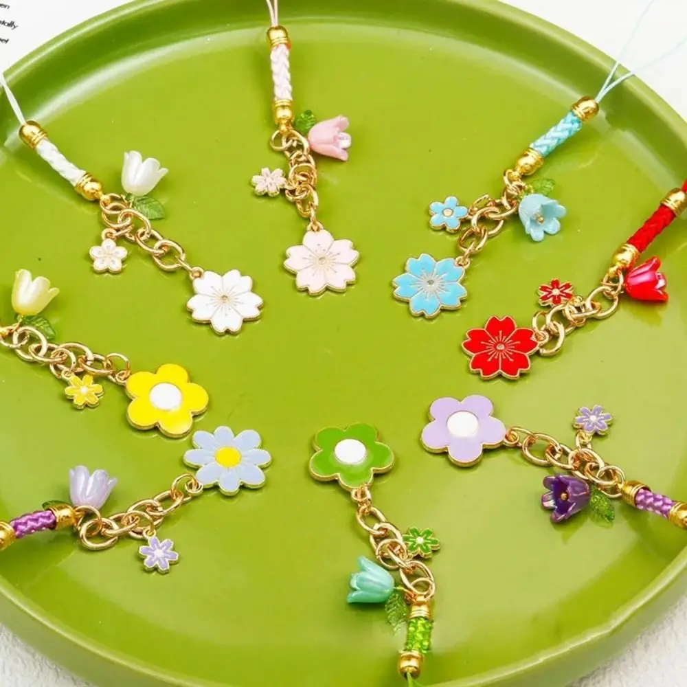 

Cellphone Pendant Sakura Mobile Phone Case Keychain Flower Short Style Phone Strap Cute Universal Flower Phone Lanyard Car Key