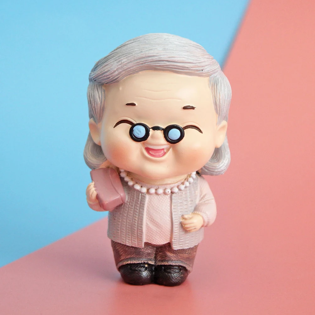 

Grandparents Resin Statue Cake Ornament Decorative Cake Topper Birthday Wedding Party Decor Small Desktop Decoration Cartoon