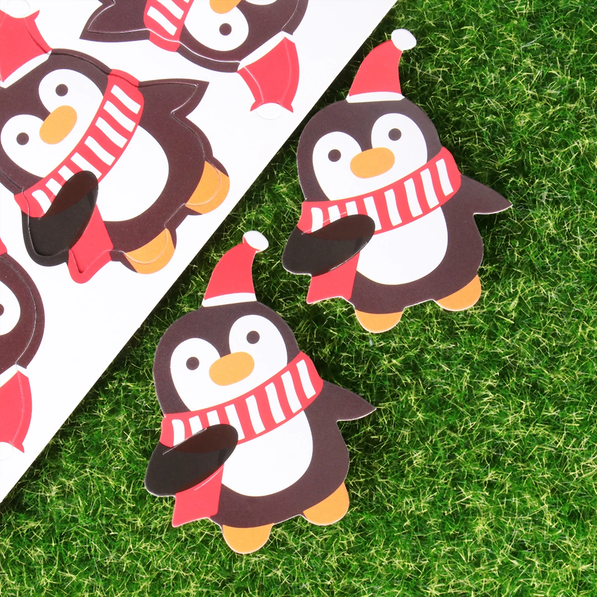 

72 Pcs Penguin Decoration Card Paper Lollipop Cards for Party Christmas Packaging Message Candy Cartoon Lolipop