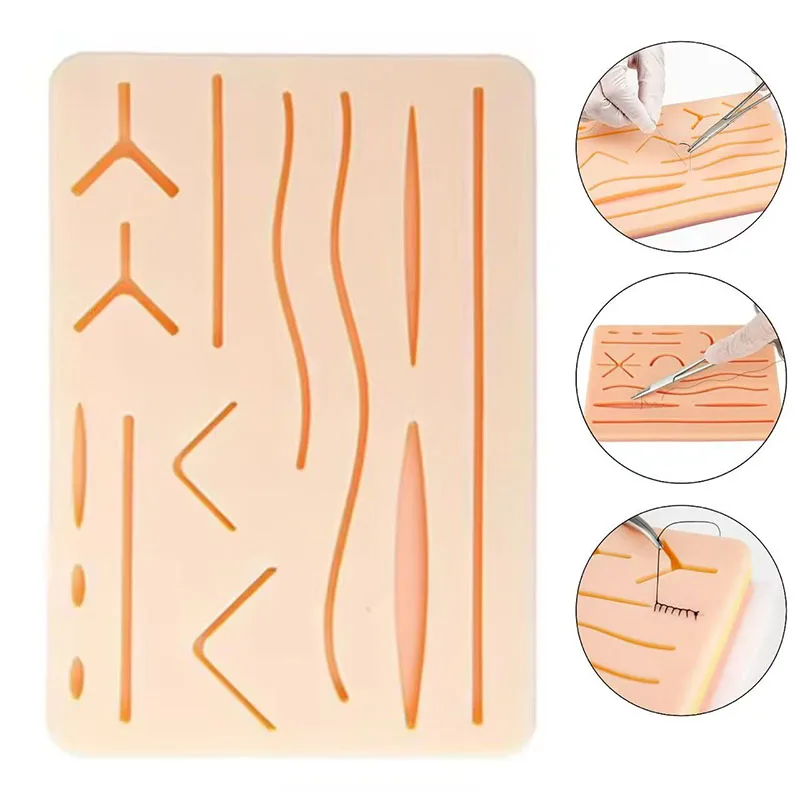 Silicone Skin Pad Medical Suture Practice Kit Surgical Training Wound Closure Simulation Training Reusable Surgical Training Use