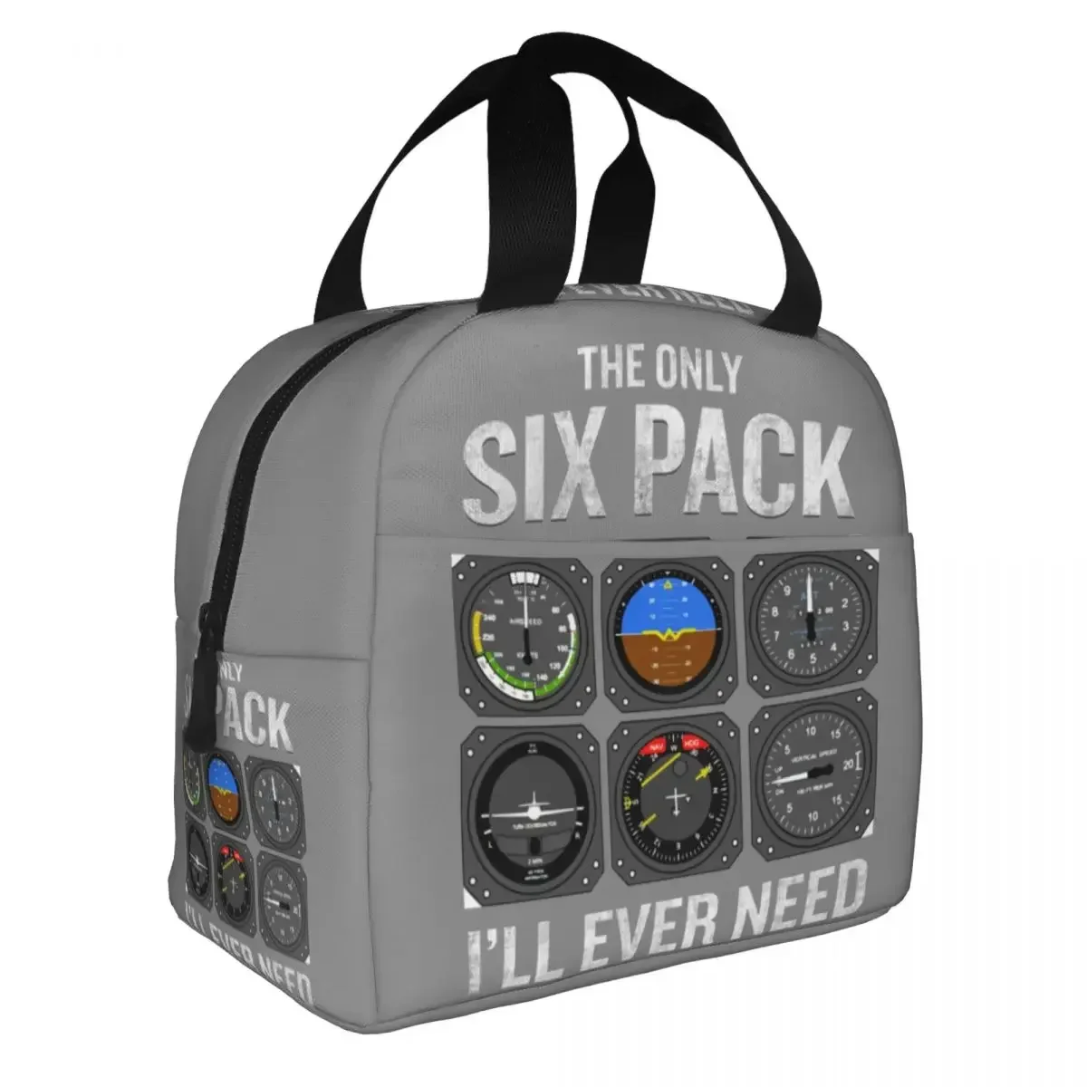 Funny Pilot Quote Cockpit Intruments Insulated Lun Bags Aviation Plane Fighter  Container Thermal Bag Tote  Box