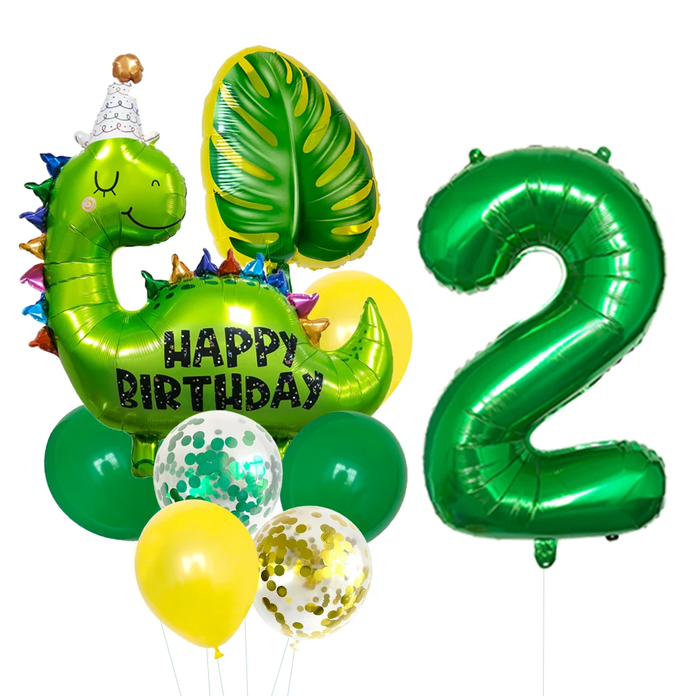 1set Happy Birthday Dinosaur Number Star Foil Balloons with Jurassic Theme Latex Balloon Children\'s Birthday Party Decorations