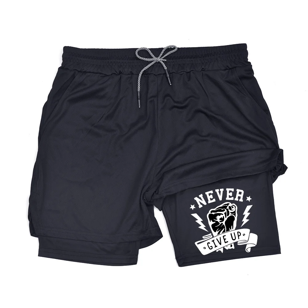 الرجال 2 في 1 طبقة مزدوجة تشغيل السراويل الرياضية عارضة رياضة تجريب العلامة التجارية شبكة تنفس كرة السلة تشغيل السراويل الصيف ZY0017 #1