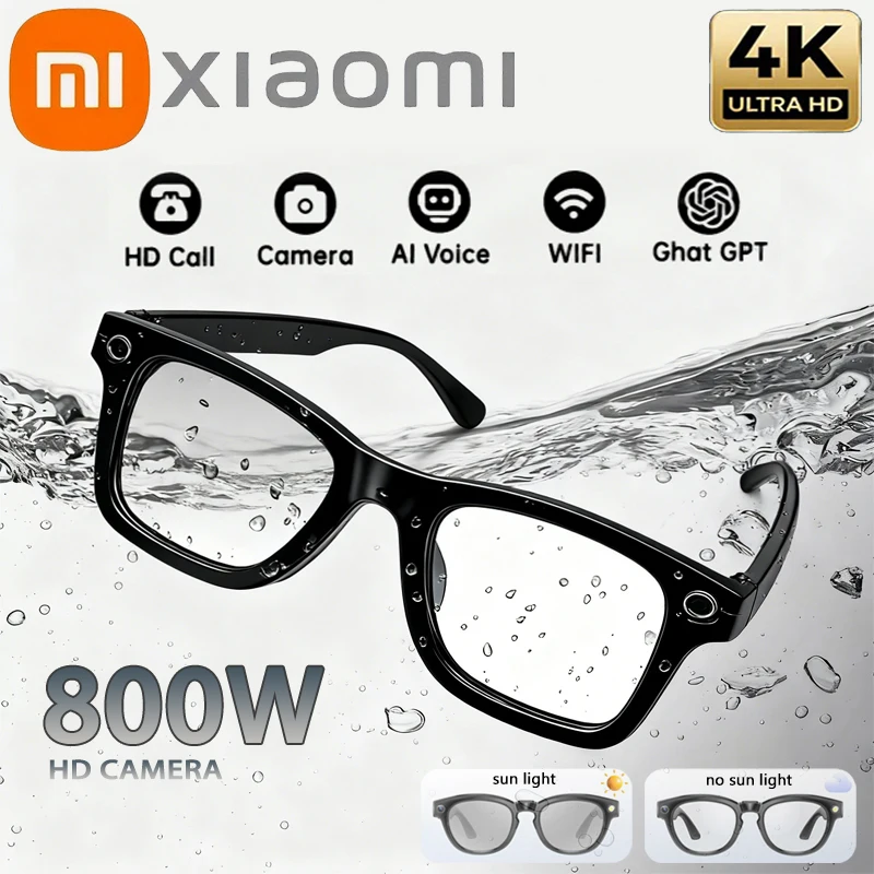 Xiaomi 4K HD caméra lunettes photochromiques multifonction AI lunettes intelligentes Bluetooth appel Photo vidéo ChatGPT traduction musicale