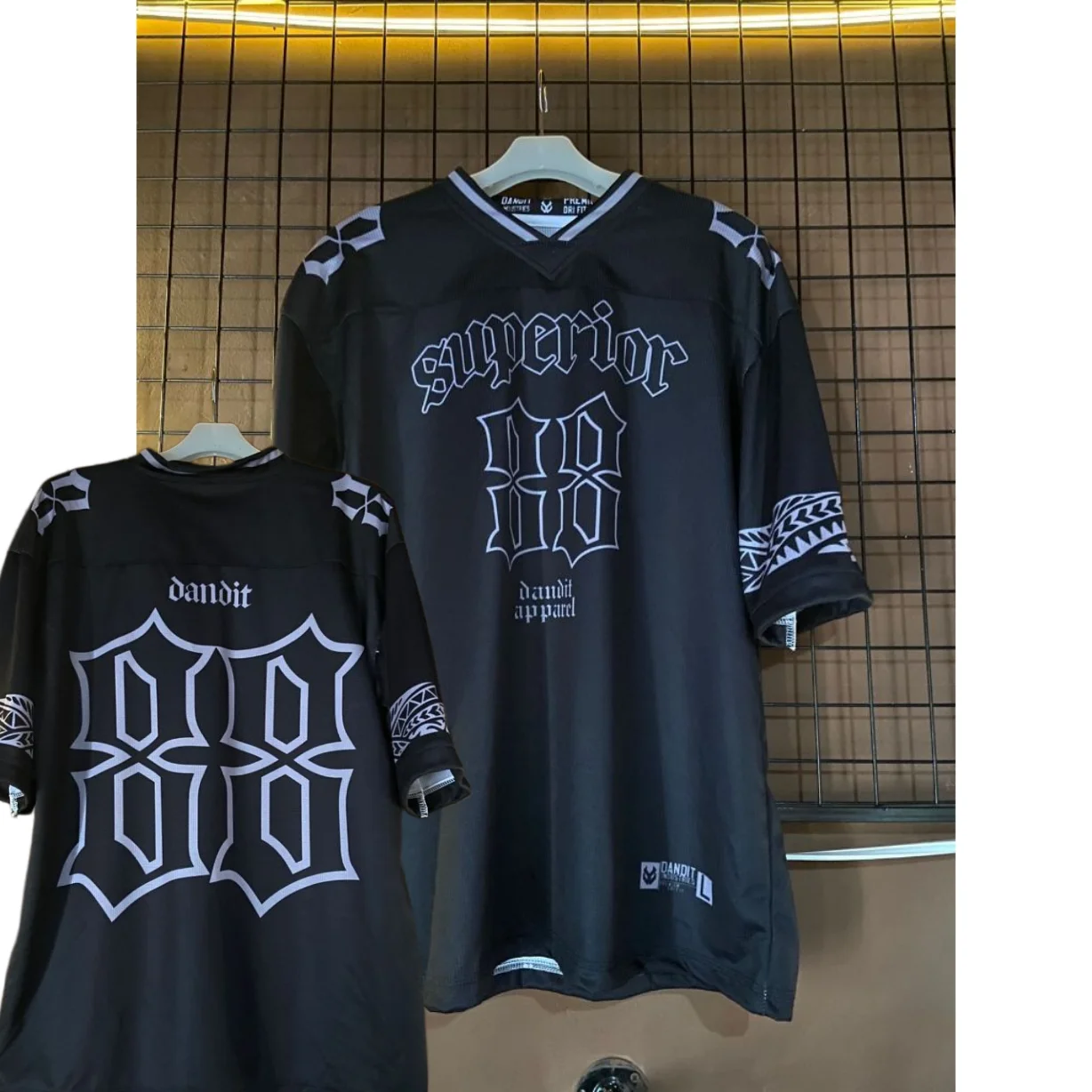 Superior 88 Gothic Tribal Jersey T-shirt, Men's Oversized Mesh Streetwear Hip Hop Top, Y2K Harajuku Casual Short Sleeve Tee