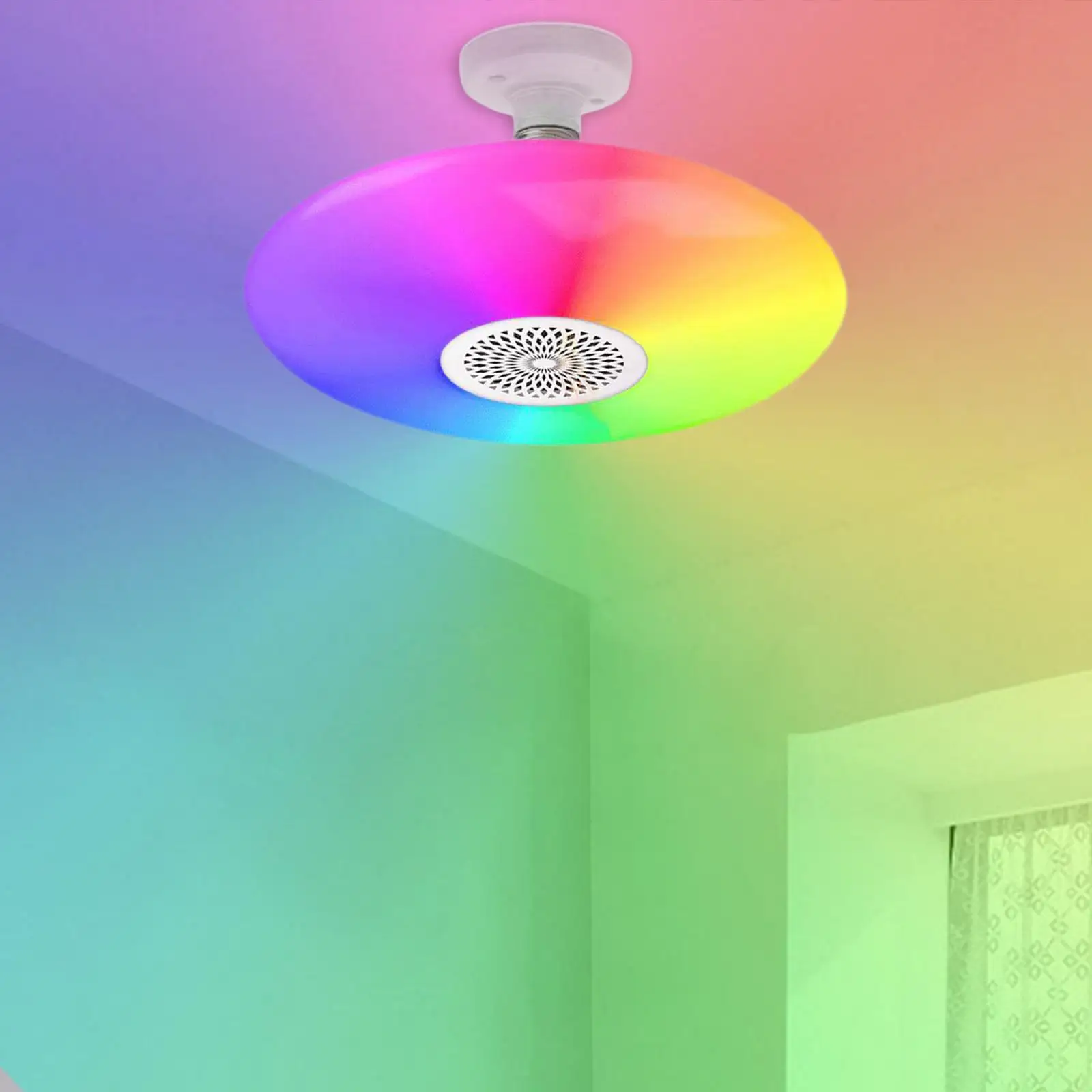 e27-スマートled電球-ufo型-rgbマルチカラー-bluetoothスピーカー内蔵-ワイヤレス音楽同期-リモコン操作-色変化ランプ-パーティー用