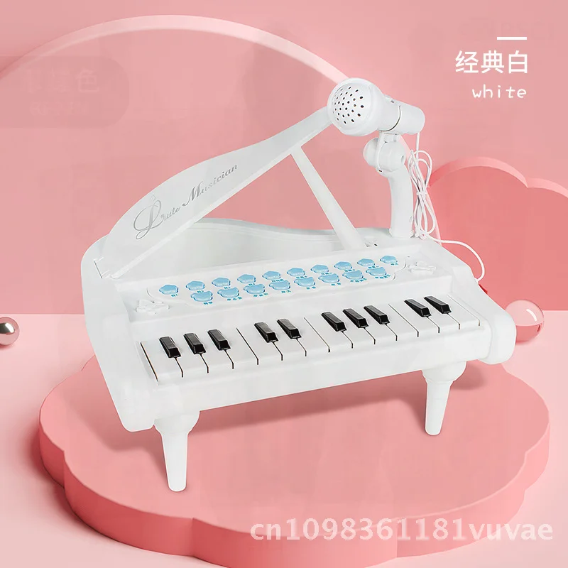 BAOLI Kleines Klavierspielzeug für Kinder mit Mikrofon, Rosa/Blau/Schwarz/Weiß, Früherziehung, Musikinstrument für Babys, Mädchen, Geschenk