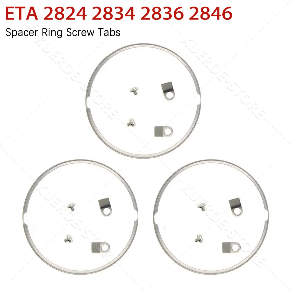 3er-Set Bewegungsstahlsicherungsschrauben, Unterlegscheiben, Halter, Abstandshalter, Ring für ETA 2824 2834 2836 2846 Uhrwerk, Zifferblatt-Abstandshalter, Ring, Schraublaschen