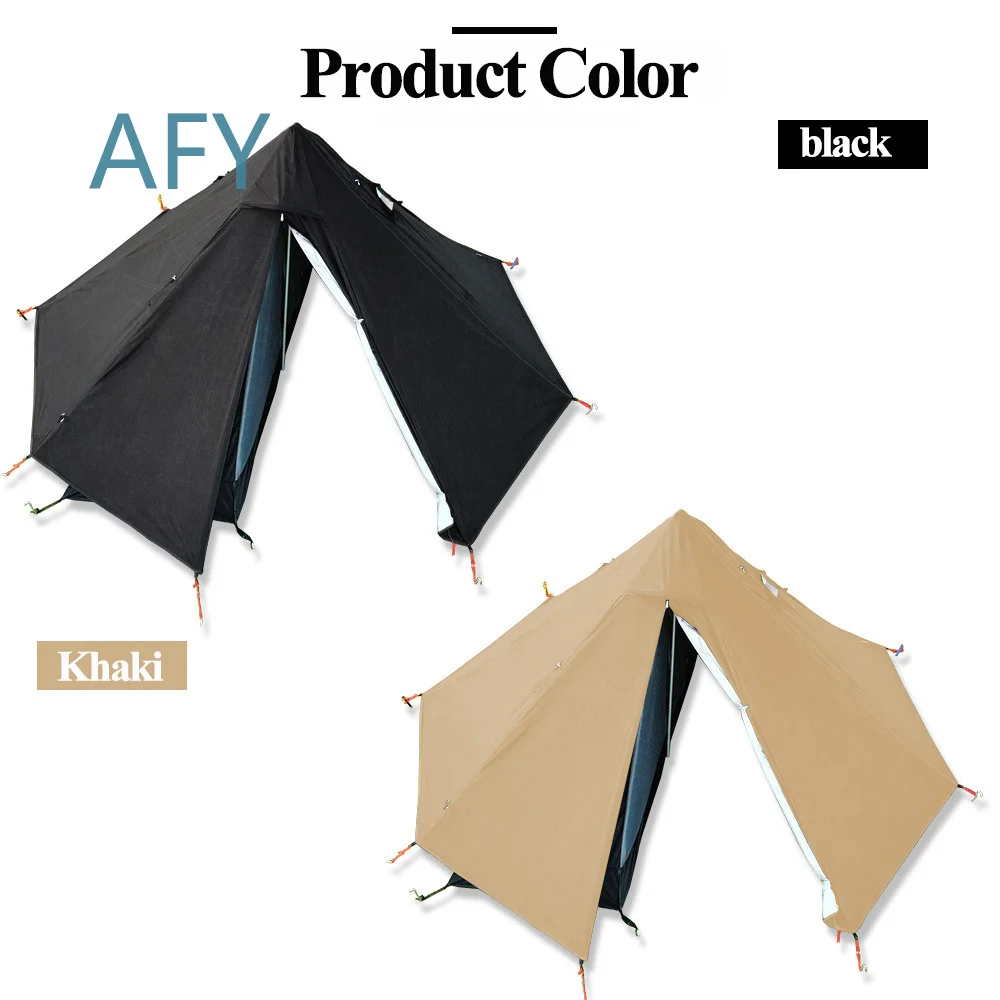 Four Seasons Light Waterproof Pyramid Tent for Camping Hiking Outdoor Use 32m Warm Tent with Two Doors 210T Polyester Fabric