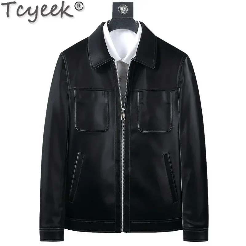 Tcyeek Genuine Leather Jacket Men Business Casual Leather Coat Spring Autumn Clothes Sheepskin Mens Coats Jaqueta De Couro 2025