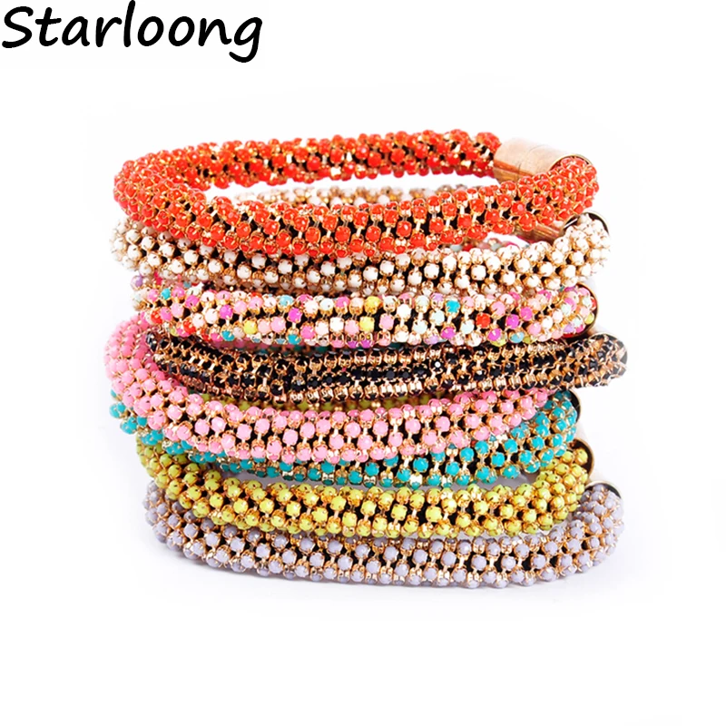 Wholesale Clearance 8 colors Bohemian style resin beads claw chain magnetic clasp women bracelet fashion jewelry Pulsera