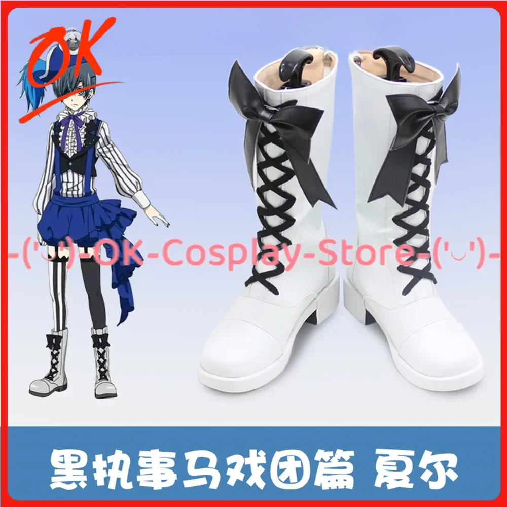 [Customized] Black Butler Book of Circus Ciel Phantomhive Cosplay Shoes Anime Roleplay Prop Carnival Party PU Leather Boots