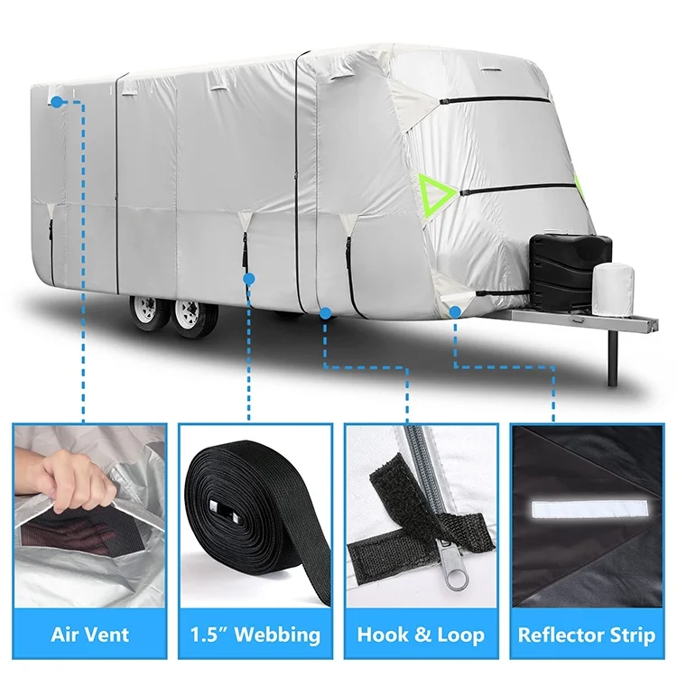 Upgraded Fabric Waterproof UV Resistant Camper Travel Caravan Trailer RV Cover