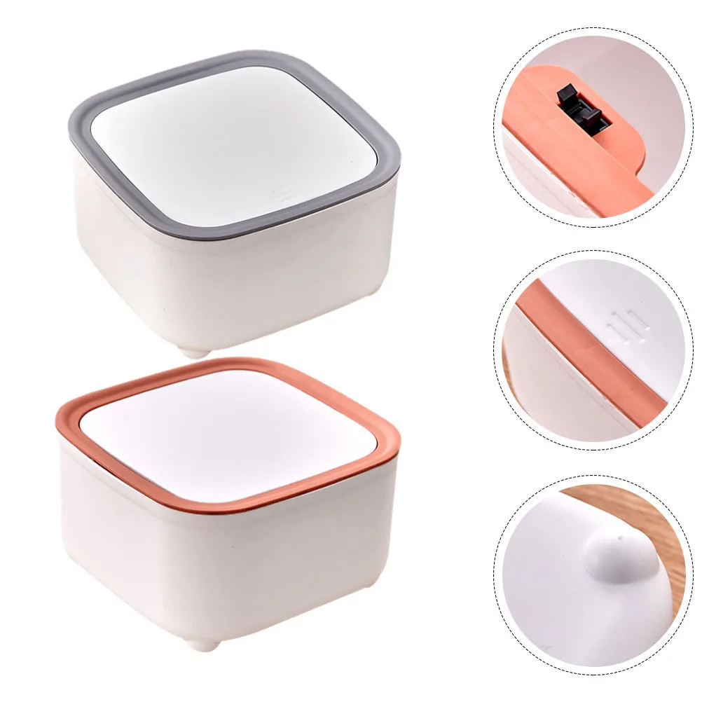 

2Pcs Desktop Trash Bin Press Top Waste Bin Small Creative Garbage Can for Office Bedroom Bathroom Home Decorative Storage Basket