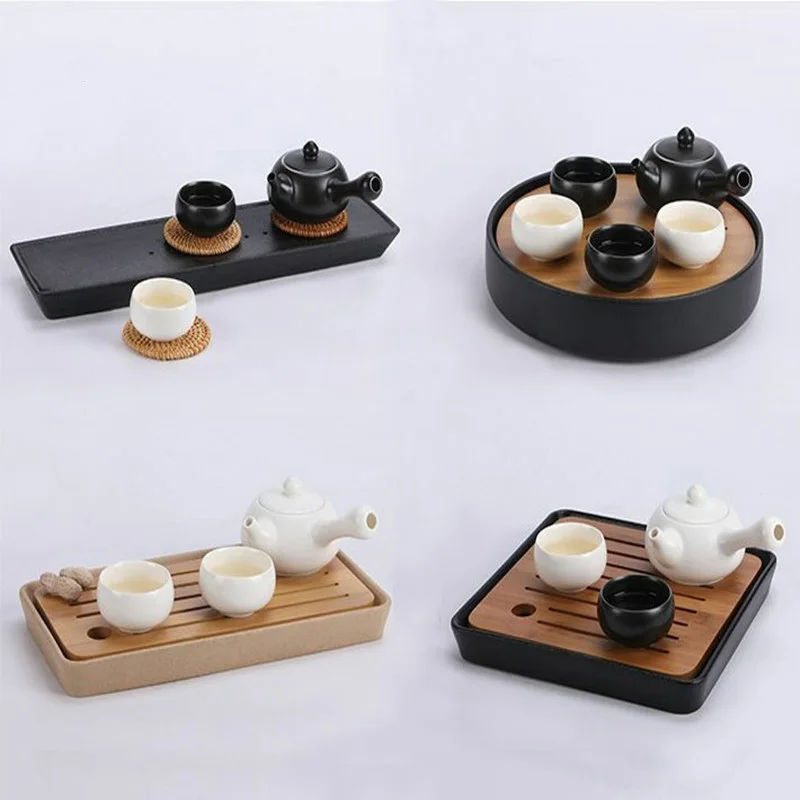 

Набор для чайной церемонии: Простой офисный/домашний чайный столик в японском стиле Гунфу, бамбуковый, для одного человека