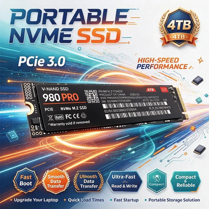 SSD M.2 NVMe 980 PRO PCIe 3.0 X4 TLC 3D NAND 2280, unidade interna de 500 GB, 1 TB, 2 TB, 4 TB para portátil e PC de secretária.