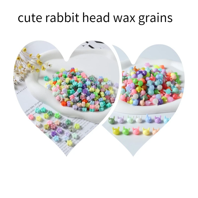 500g Cute Rabbit Head Wax Particles Colorful Mixed Candle Making Material DIY Scrapbooking Wedding Invitation Sealing Craft