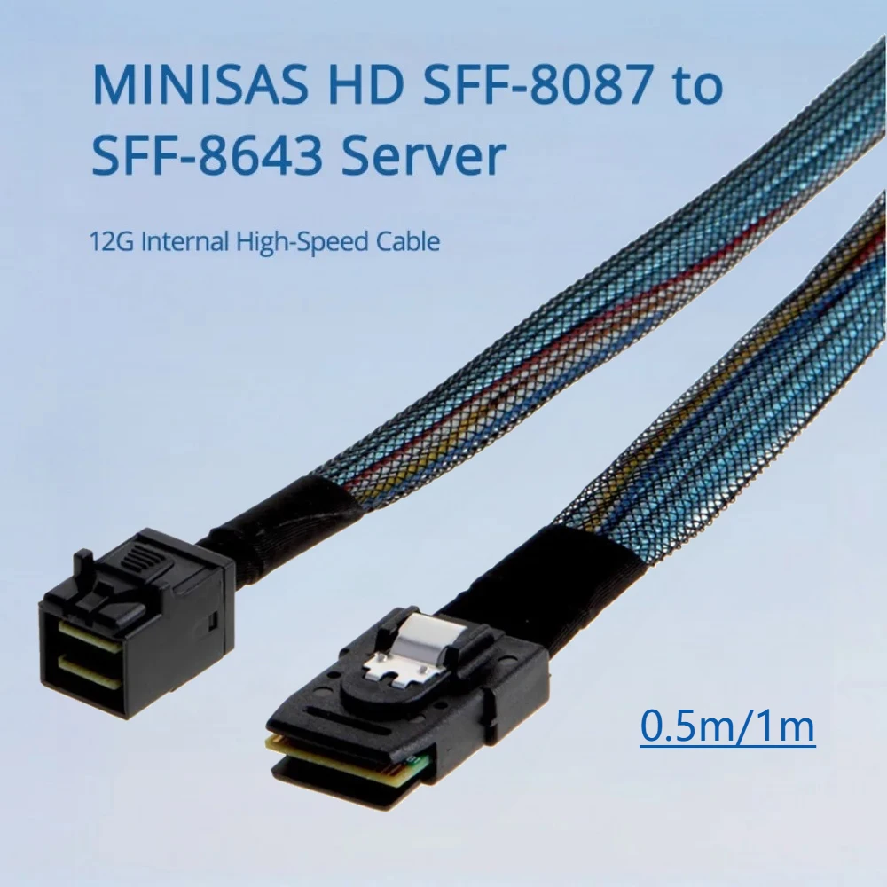 

MINI SAS HD SFF-8087 To SFF-8643 Server Built-in High-Speed 12G Data Cable Internal Mini-sas Hd 8643 Hard Disk Raid Cord 0.5m 1m
