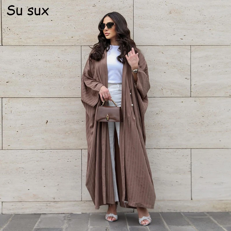 

Striped Turkey Dubai Abayas Muslim Dresses For Women 2023 Casual Loose Cardigan Maxi Robe Caftan Marocain Femme Musulman