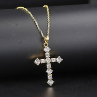 JUN Cross Pendant Necklace For Men Women AAA+ Cubic Zirconia Hip Hop Rock Jewelry Gifts OHP079-2