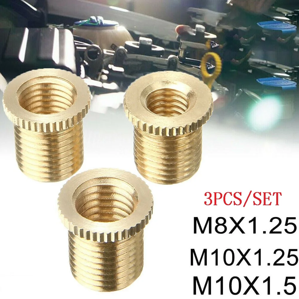 

3pc Car Gear Shift Knob Thread Adapter Nut Insert Kit M10x1.25 M10x1.5 M8x1.25 Golden Aluminum Alloy Shift Knob Thread Adapters