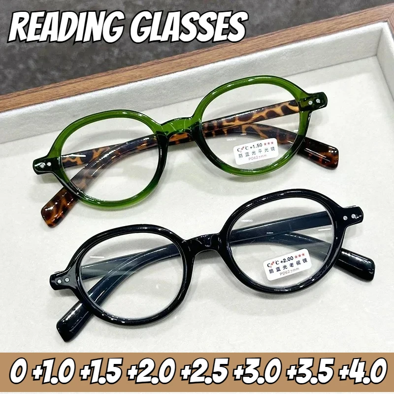 

Fashion Retro Small Frame Presbyopia Glasses Anti-blue Light Farsighted Glasses Neutral Fashion Oval Frame Reading Glasses +4.0