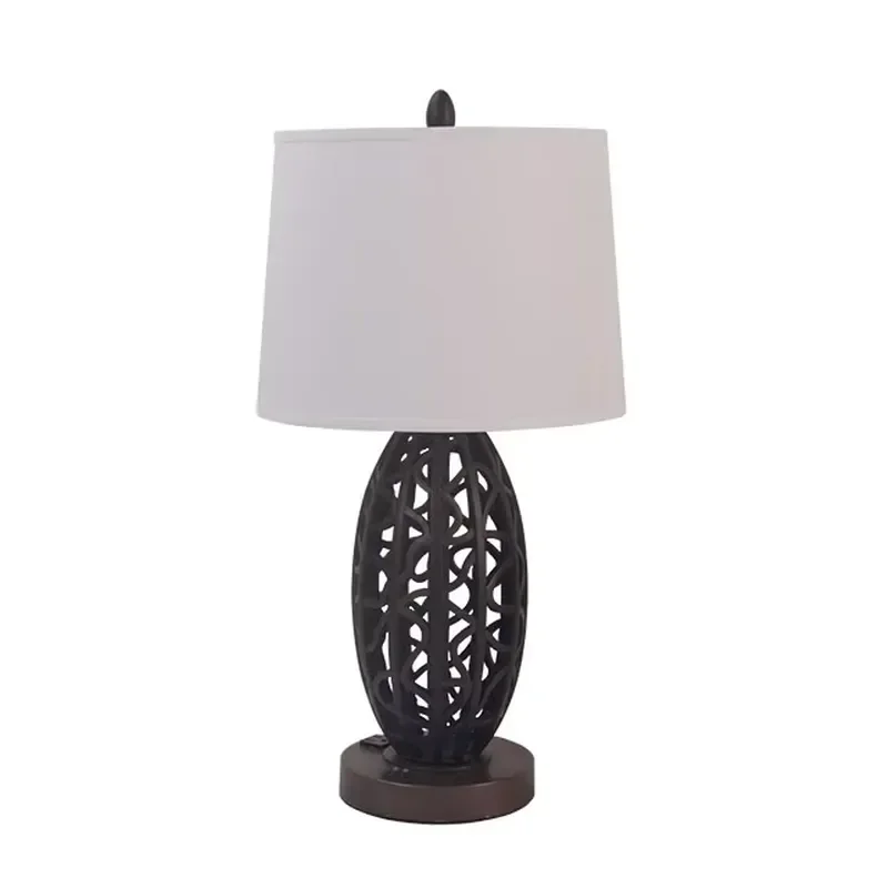 Switch Control Vintage Table Lamps with Convenience Outlets Resin Home Decor Table Light Hotel Bedside Side Table Lamp