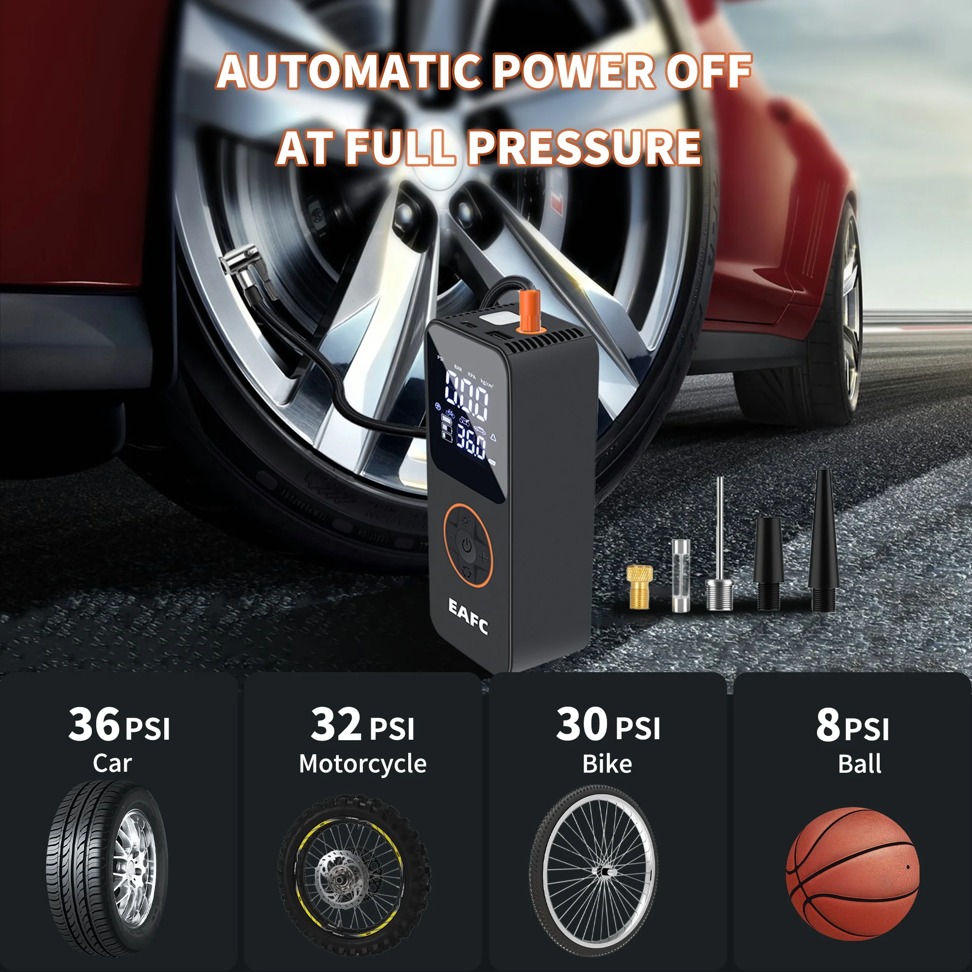 EAFC Portable Wireless Air Compressor Dual Screen Car Tire Inflator for Automobiles And Electric Vehicles Auto Parts Accessories view 6