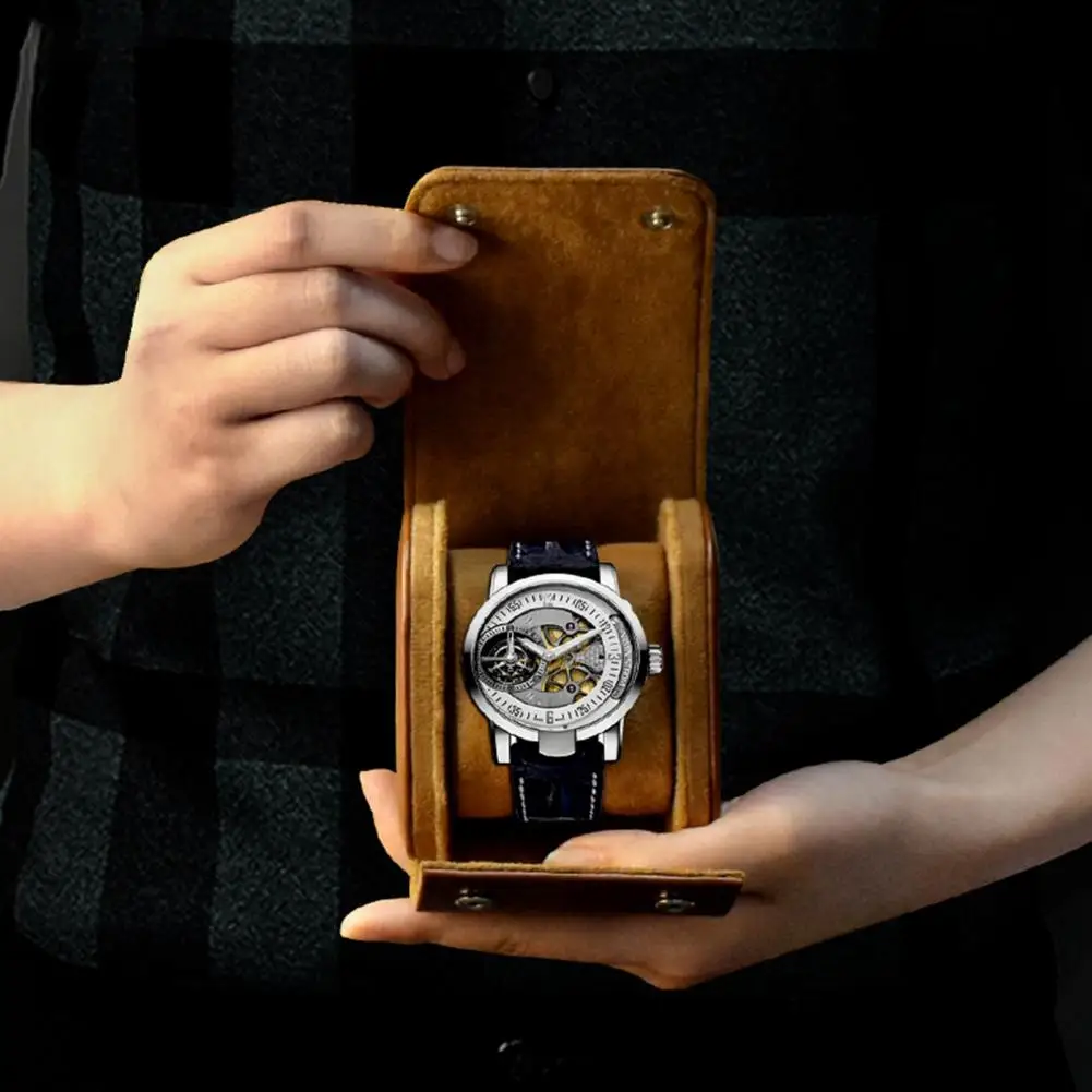Watch Display Case Liner Design Compact Size Protect Watch Faux Leather Unisex Watch Storage Box With Removable Pillow For Home