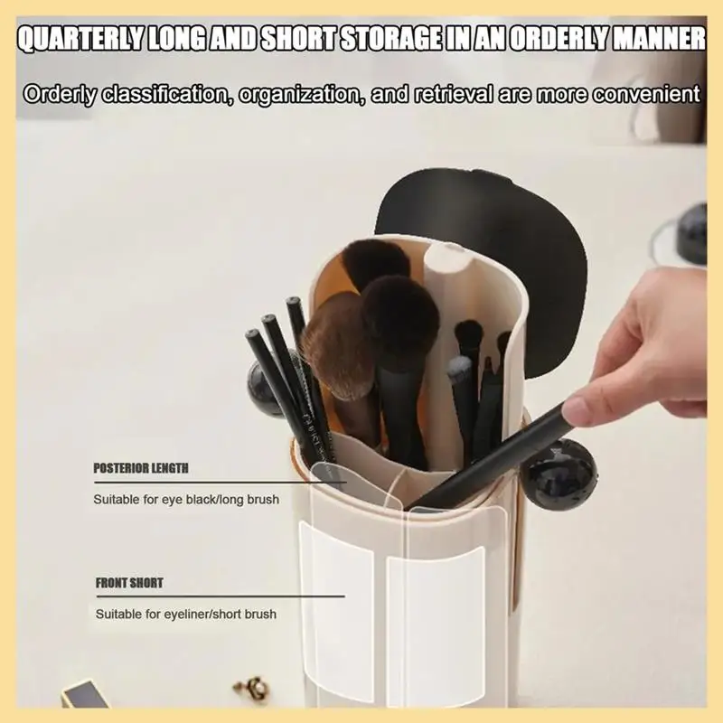 

GOOD-Makeup Organizer With Lid Automatic Lifting Cosmetic Tools Organizer Dustproof Makeup Organizer For Makeup Brushes