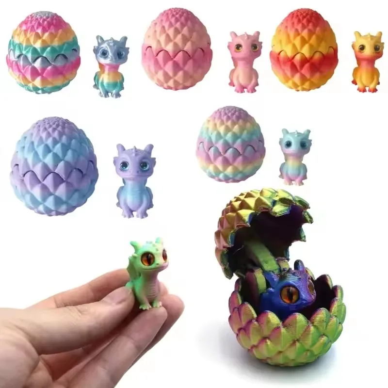 

3D Printed Dragon Egg with Baby Dragon Inside - Mini Decorative Figurine for Home & Desktop Ornament, Kids Birthday Gift