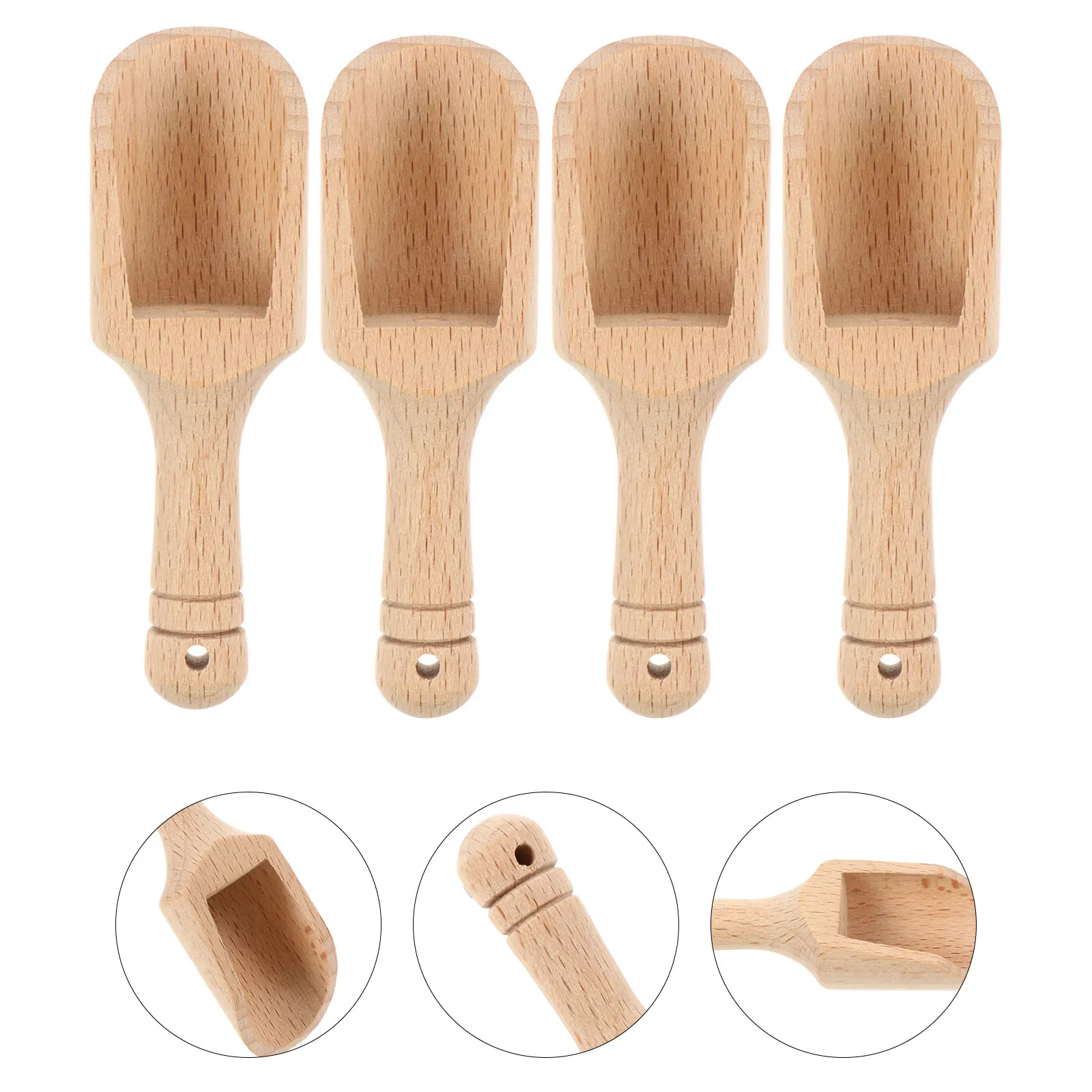 

4pcs Wooden Condiment Spoon Tea Shovel Small Scoop Bath Salt Spoons Easy Clean Kitchen Bar Utensils Biodegradable