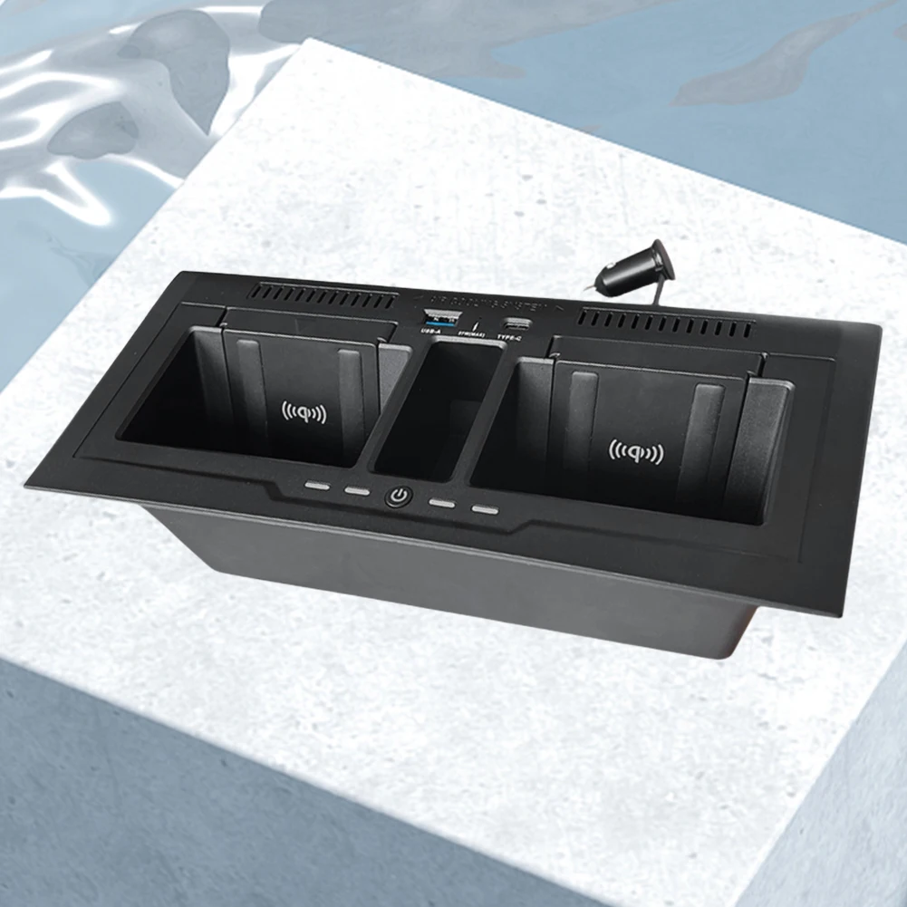 Cargador inalámbrico para coche, bandeja de carga rápida, soporte para teléfono móvil, placa de carga para Land Rover Defender 110 130 2020-2023