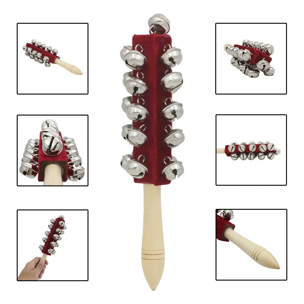 Wooden 21 Bell Rod Early Enlightenment  Education Stick Shaker Musical Ideal for All Ages Professional Percussion Instruments
