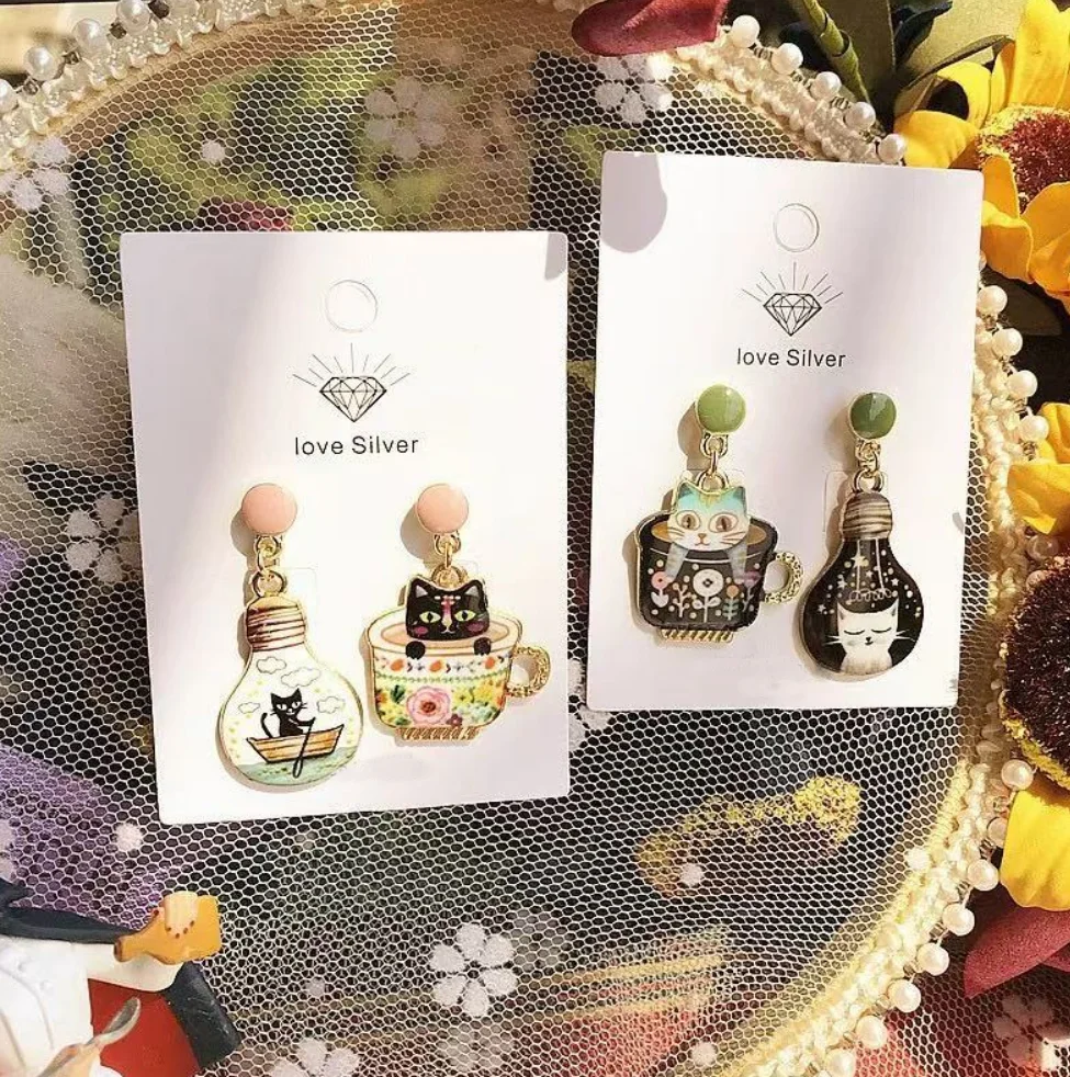 New Fashion Cute Sweeet Cup Cat Drop Dangle Earrings for Women Girls Party Jewelry Gift image 4