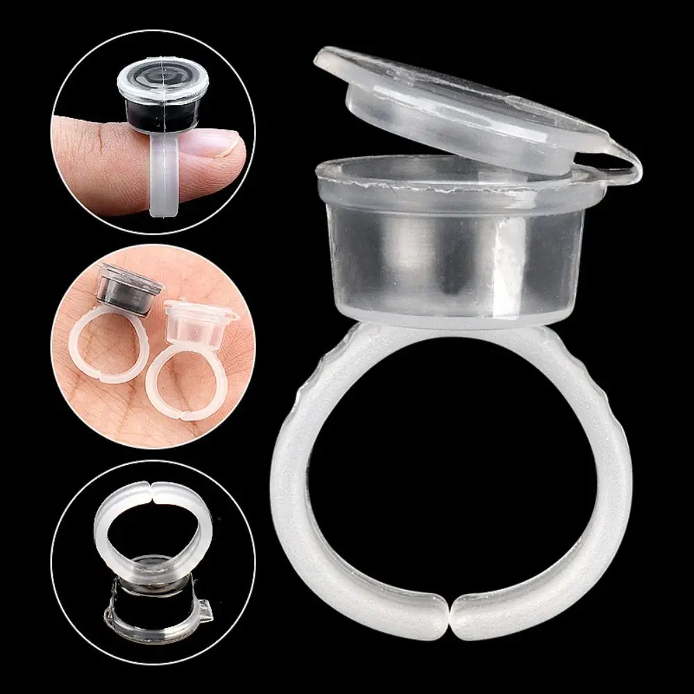 

50PCS Plastic Tattoo Ink Ring Cups With Lid Multifunctional Microblading Pigment Cup Tattoo Pigment Holder Container